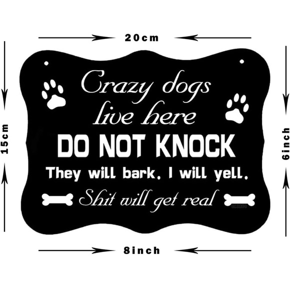 Dog Funny Dog Sign For Home Decor Do Not Knock Sign Crazy Dogs Signs